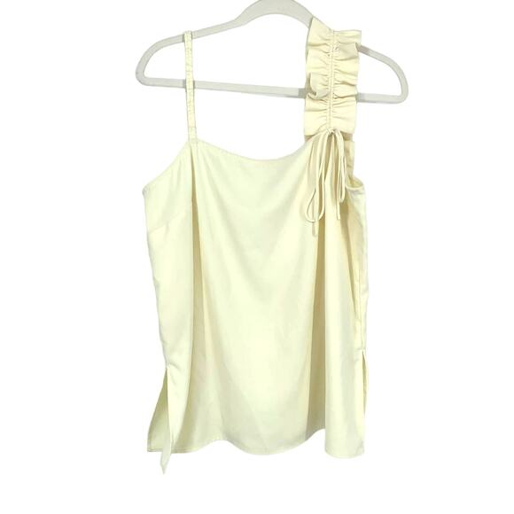 Jason Wu Cream Ruffle Strap Tank Top Size 10 - Picture 1 of 5